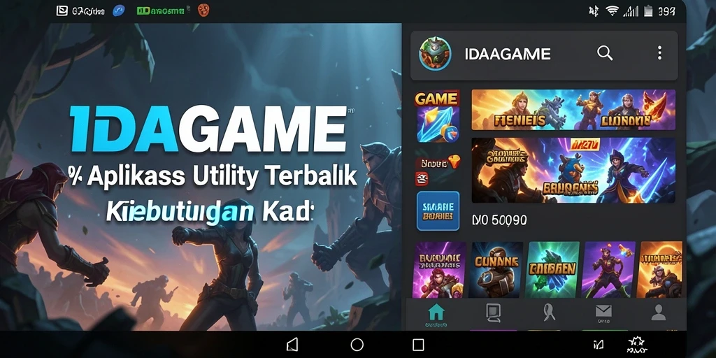 Tampilan utama IDAGAME menampilkan berbagai fitur aplikasi Utility.