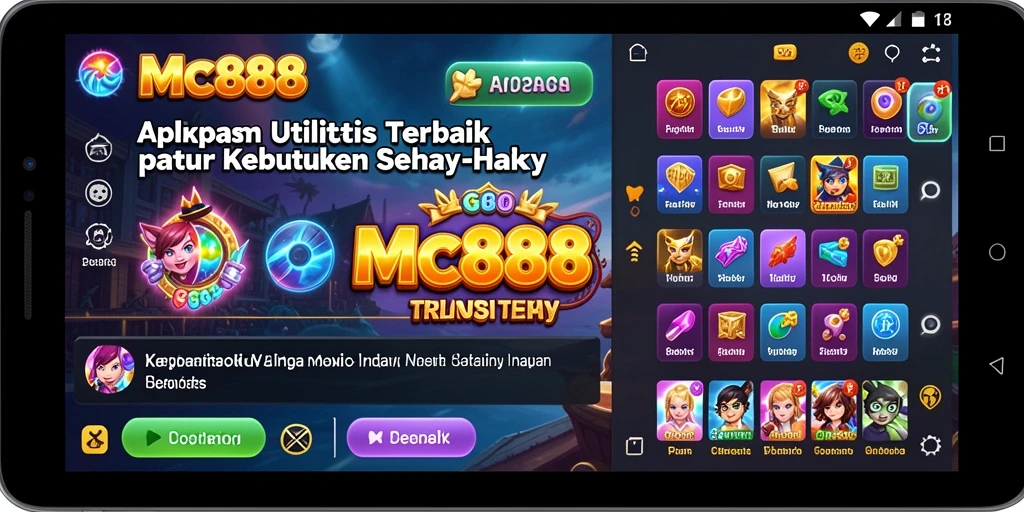 Tampilan aplikasi MC888 yang modern dan fitur utilitas lengkap.