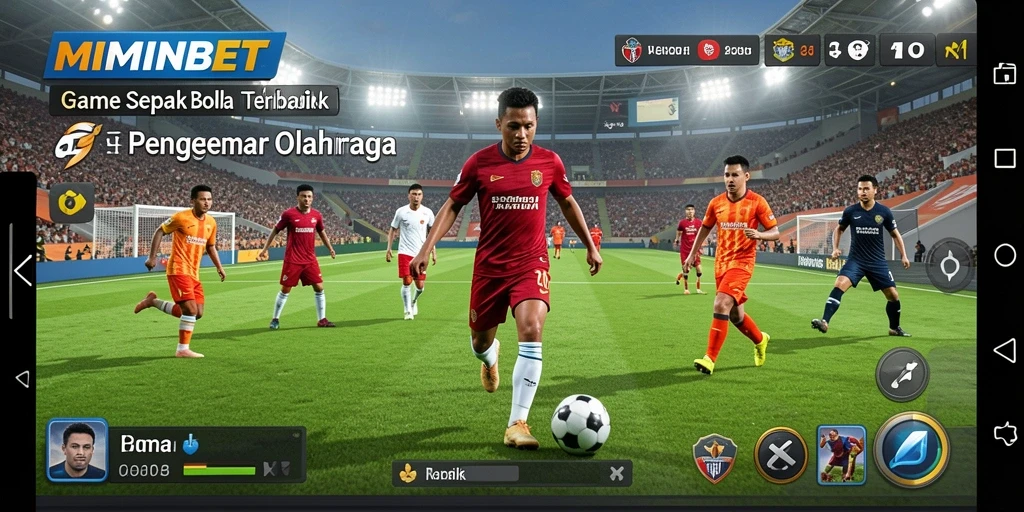 Tampilan gameplay MIMINBET dengan aksi seru di lapangan sepak bola.