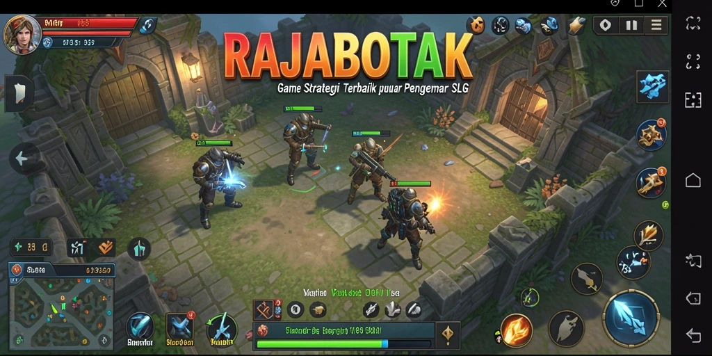 Tangkapan layar gameplay RAJABOTAK yang menampilkan pertempuran strategis.