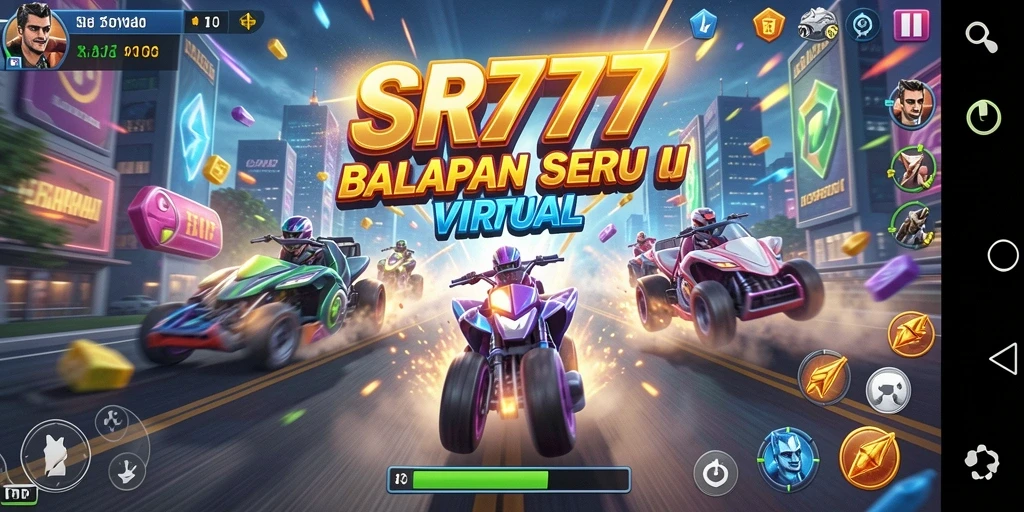 Screenshot gameplay SR777 yang menunjukkan aksi balapan mendebarkan.