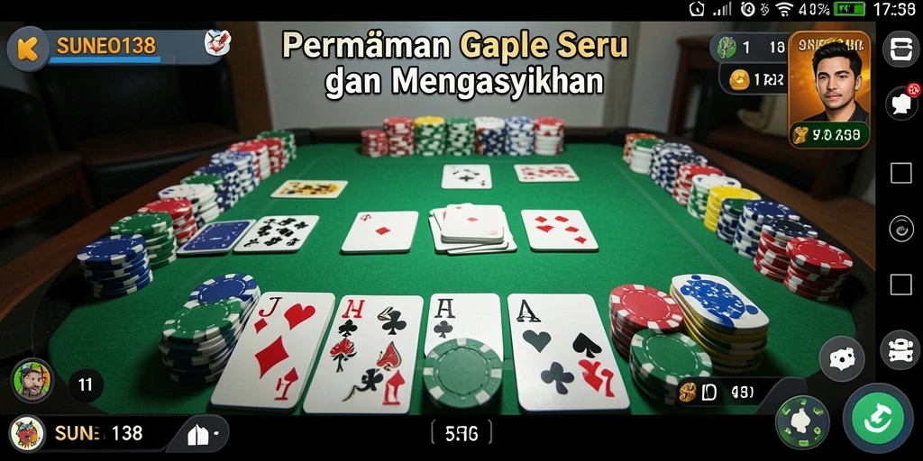 Tampilan gameplay Gaple yang seru di SUNEO138.