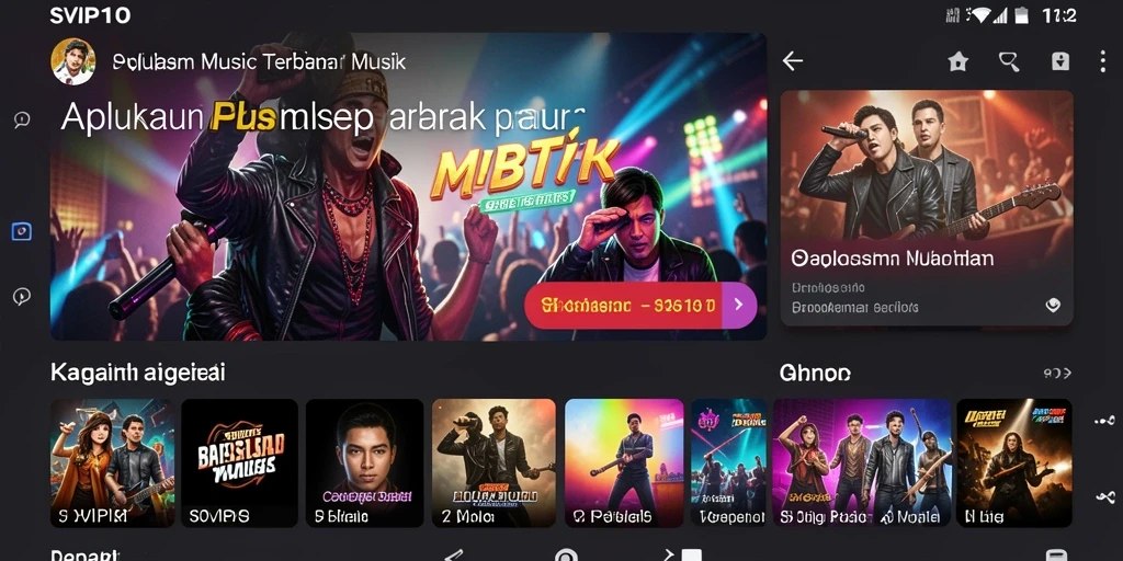 Tampilan gameplay SVIP10 yang menampilkan berbagai genre musik.