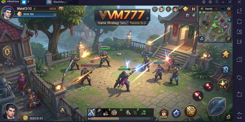 Screenshot yang menampilkan aksi pertempuran dinamis dalam gameplay SLG.