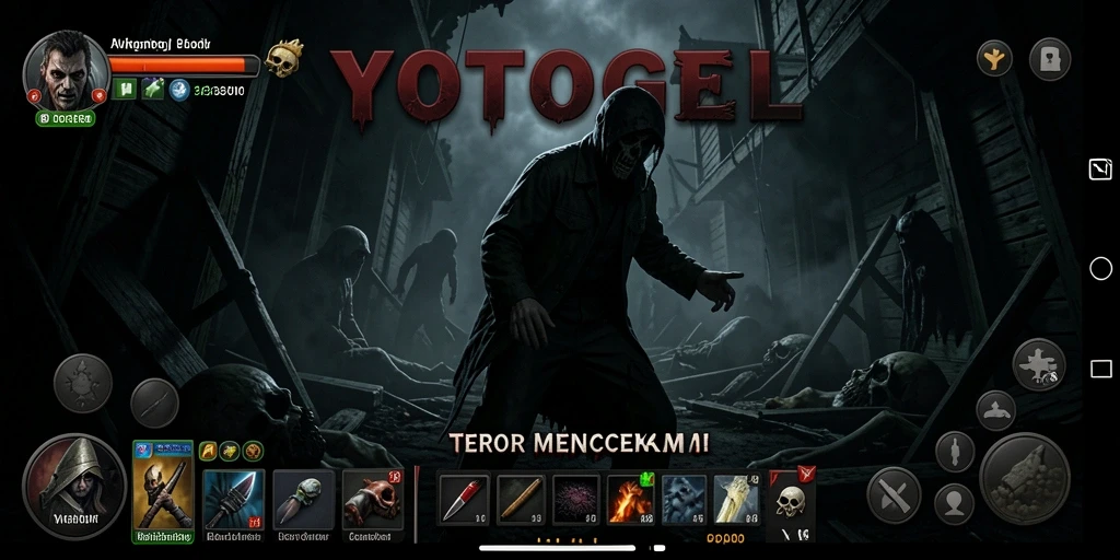 Tampilan gameplay menakutkan dari YOTOGEL dengan makhluk menyeramkan.