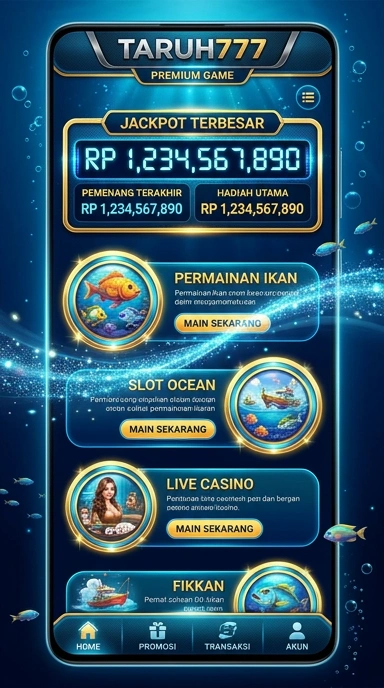 Tampilan antarmuka utama aplikasi taruh777.